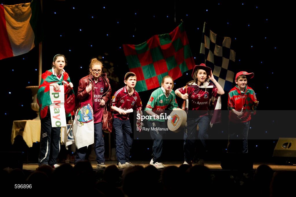 18 February 2012; Members of the Caltra GAA Club, Co. Galway, performing in the 'Novelty Act' competition in the All-Ireland Scór na nÓg Final 2012. Royal Theatre & Events Centre, Castlebar, Co. Mayo. Picture credit: Ray McManus / SPORTSFILE
