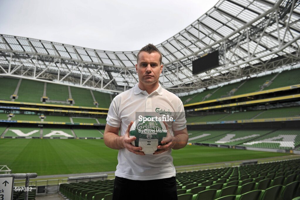 22 February 2012; Carlsberg, official beer to the Irish football team and UEFA Euro 2012TM, have announced that Republic of Ireland goalkeeper Shay Given will be their new UEFA Euro 2012TM Ambassador. Check out the Carlsberg Ireland Football Facebook page www.facebook.com/carlsbergfootball  for a chance to win prizes including VIP trips to UEFA Euro 2012TM; a trip to watch Shay and his club in action; UEFA Euro 2012TM goodies and tickets; special access to the UEFA EURO trophy and exclusive ‘behind the scenes’ content from the YBIG trip to Poland and the Republic of Ireland camp. Aviva Stadium, Lansdowne Road, Dublin. Picture credit: David Maher / SPORTSFILE