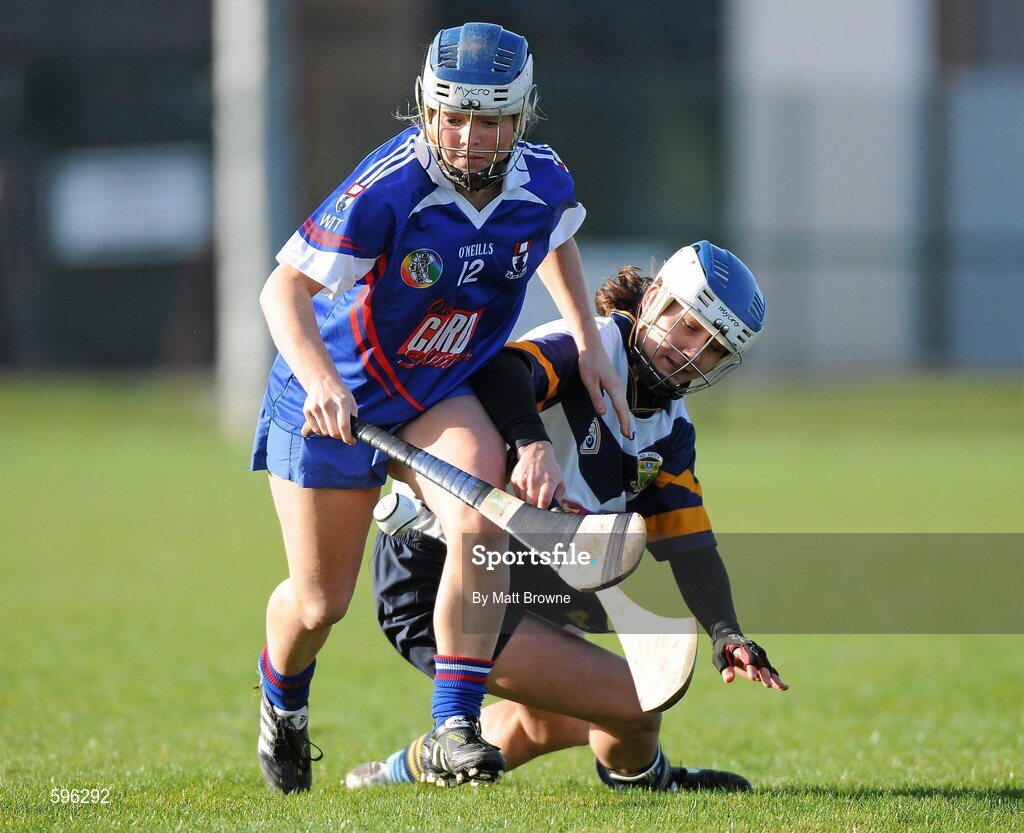 18 February 2012; Shelly Farrell, Waterford Institute of Technology, in action against Ruth Kaiser, University College Dublin. 2012 Ashbourne Cup Semi-Final B, Waterford Institute of Technology v University College Dublin, Waterford IT, Waterford. Picture credit: Matt Browne / SPORTSFILE