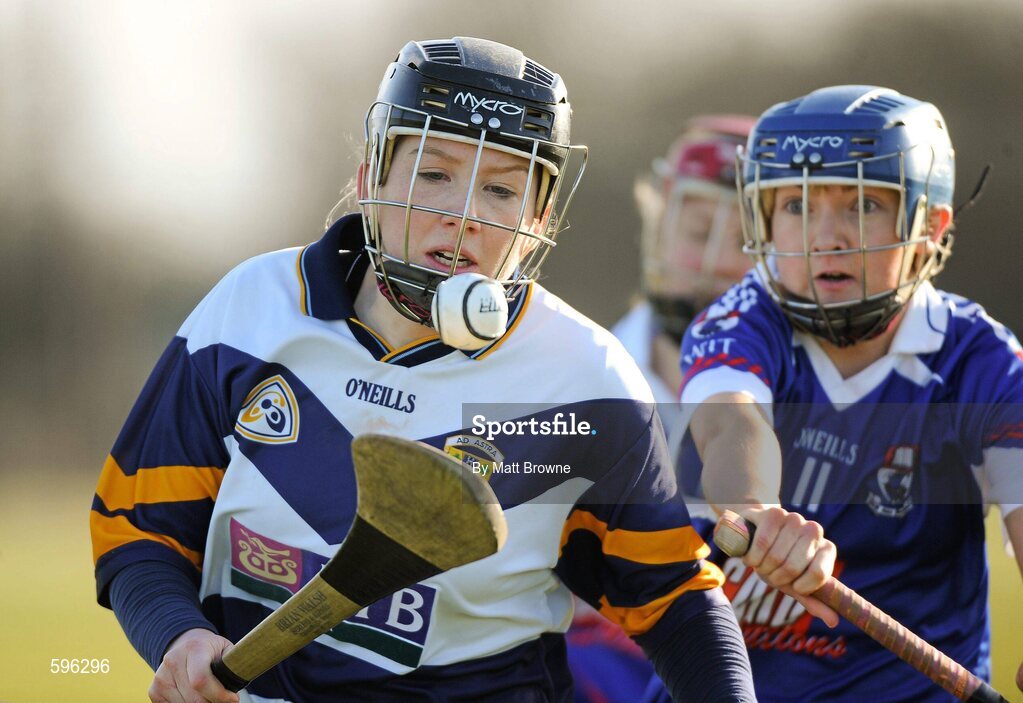 18 February 2012; Emma Doyle, University College Dublin, in action against Michelle Quilty, Waterford Institute of Technology. 2012 Ashbourne Cup Semi-Final B, Waterford Institute of Technology v University College Dublin, Waterford IT, Waterford. Picture credit: Matt Browne / SPORTSFILE