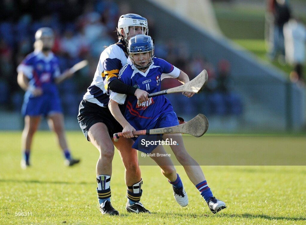 18 February 2012; Michelle Quilty, Waterford Institute of Technology, in action against Ruth Kaiser, University College Dublin. 2012 Ashbourne Cup Semi-Final B, Waterford Institute of Technology v University College Dublin, Waterford IT, Waterford. Picture credit: Matt Browne / SPORTSFILE