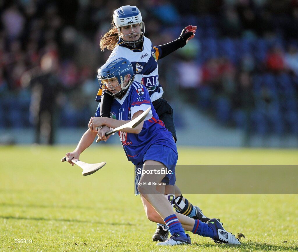 18 February 2012; Michelle Quilty, Waterford Institute of Technology, in action against Ruth Kaiser, University College Dublin. 2012 Ashbourne Cup Semi-Final B, Waterford Institute of Technology v University College Dublin, Waterford IT, Waterford. Picture credit: Matt Browne / SPORTSFILE