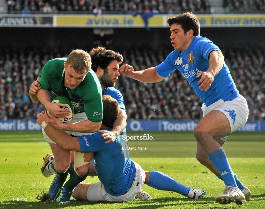 25 February 2012; Keith Earls, Ireland, goes over to score his side's first try. RBS Six Nations Rugby Championship, Ireland v Italy, Aviva Stadium, Lansdowne Road, Dublin. Picture credit: David Maher / SPORTSFILE
