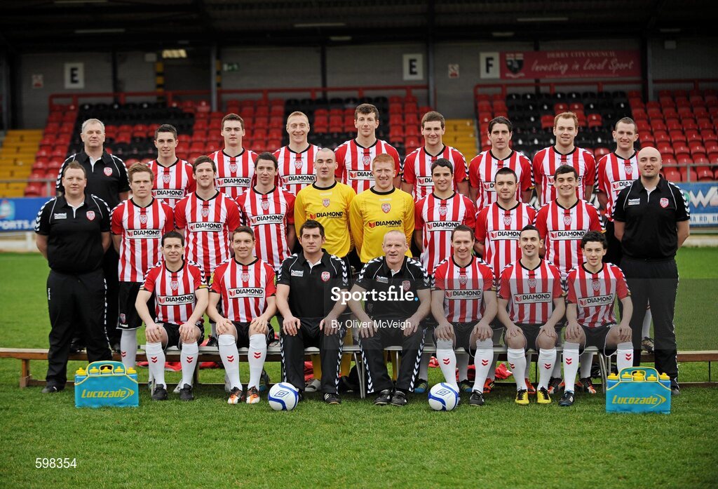 25 February 2012; The Derry City squad. Derry City Squad Photo and Portraits 2012, Brandywell Stadium, Derry. Picture credit: Oliver McVeigh / SPORTSFILE
