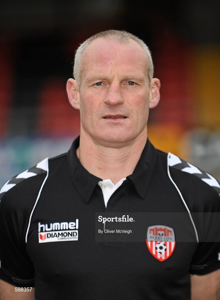 25 February 2012; Paul Hegarty, Derry City assistant manager. Derry City Squad Photo and Portraits 2012, Brandywell Stadium, Derry. Picture credit: Oliver McVeigh / SPORTSFILE