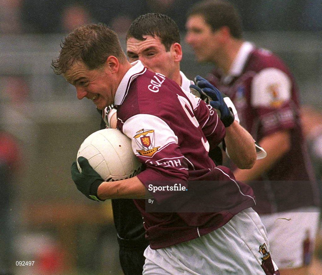 30 June 2002; Michael Donnellan, Galway, in action against John McPartland, Sligo. Galway v Sligo, Connacht Senior Football Championship Final, McHale Park, Castlebar, Mayo. Picture credit; David Maher / SPORTSFILE