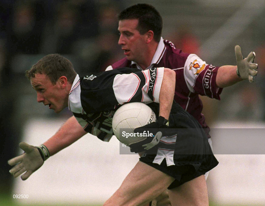 30 June 2002; Padraig Doohan, Sligo, in action against Galway's Tommy Joyce. Galway v Sligo, Connacht Senior Football Championship Final, McHale Park, Castlebar, Mayo. Picture credit; David Maher / SPORTSFILE