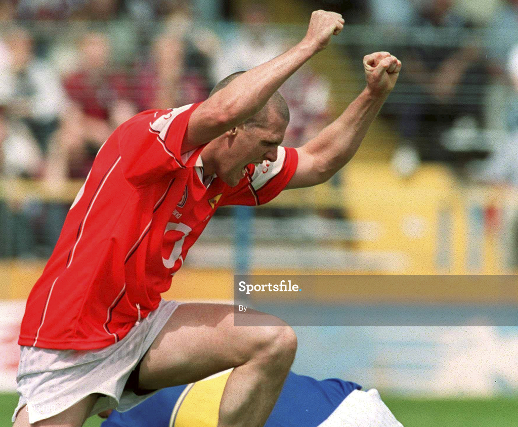 14 July 2002; Cork's Brendan Jer O'Sullivan celebrates scoring his sides first goal against Tipperary. Bank of Ireland Munster Football Final, Cork v Tipperary, Semple Stadium, Thurles, Co. Tipperary. Picture credit; Pat Murphy / SPORTSFILE