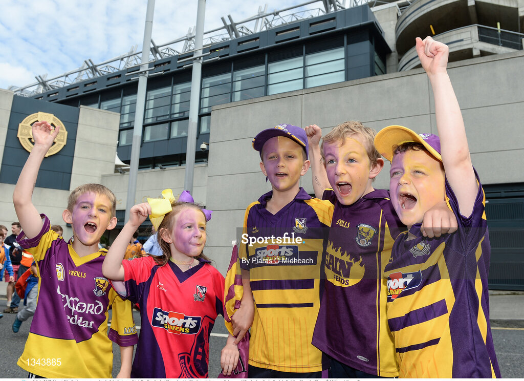 2 July 2017; Young Wexford supporters ahead of the Leinster GAA Hurling Senior Championship Final match between Galway and Wexford at Croke Park in Dublin.  Photo by Piaras Ó Mídheach/Sportsfile