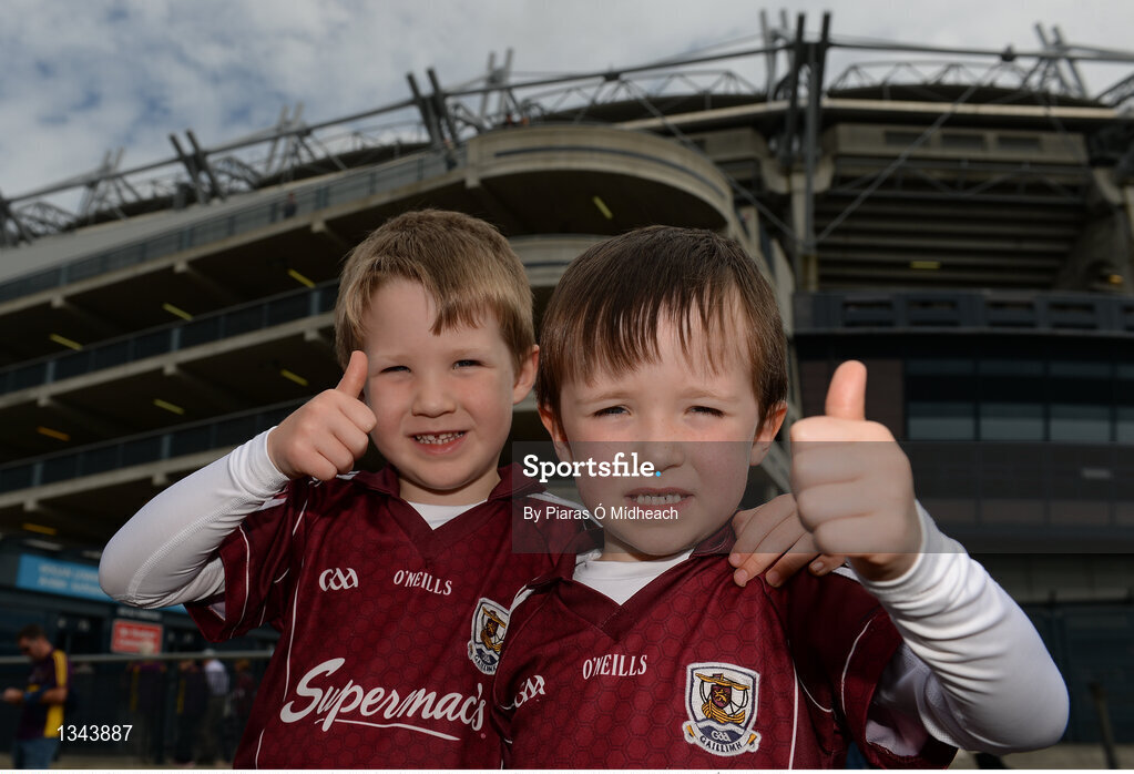 2 July 2017; Galway supporters Daniel, left, and Oisin Tracy ahead of the Leinster GAA Hurling Senior Championship Final match between Galway and Wexford at Croke Park in Dublin. Photo by Piaras Ó Mídheach/Sportsfile