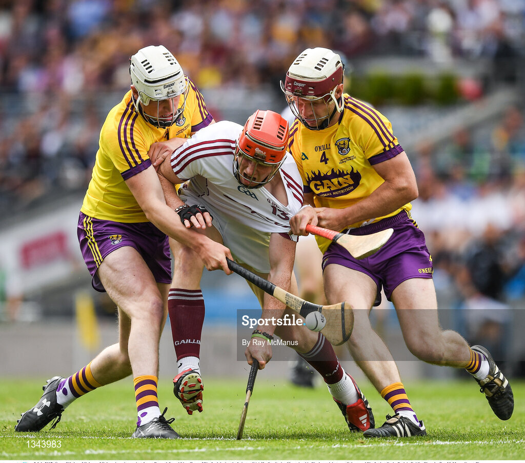 2 July 2017; Conor Whelan of Galway in action against James Breen, left, and Liam Ryan of Wexford during the Leinster GAA Hurling Senior Championship Final match between Galway and Wexford at Croke Park in Dublin. Photo by Ray McManus/Sportsfile