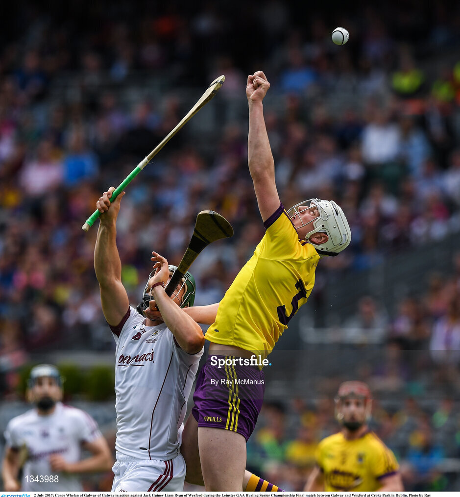 2 July 2017; Conor Whelan of Galway in action against Daithi Burke of Wexford during the Leinster GAA Hurling Senior Championship Final match between Galway and Wexford at Croke Park in Dublin. Photo by Ray McManus/Sportsfile