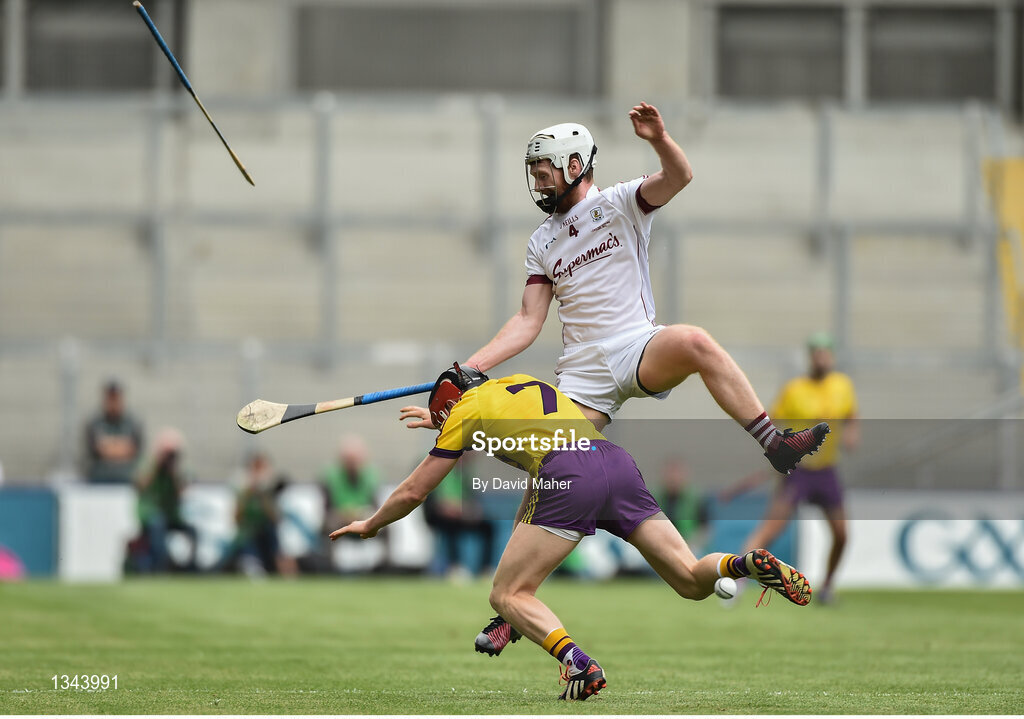 2 July 2017; John Hansbury of Galway in action against Diarmuid O'Keeffe of Wexford during the Leinster GAA Hurling Senior Championship Final match between Galway and Wexford at Croke Park in Dublin. Photo by David Maher/Sportsfile