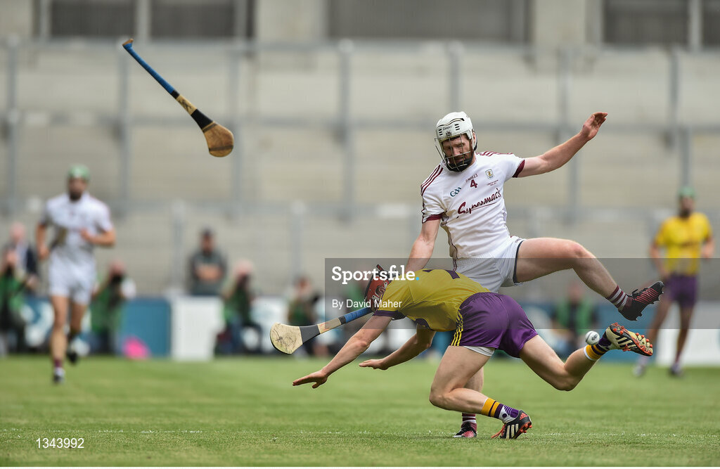 2 July 2017; John Hansbury of Galway in action against Diarmuid O'Keeffe of Wexford during the Leinster GAA Hurling Senior Championship Final match between Galway and Wexford at Croke Park in Dublin. Photo by David Maher/Sportsfile