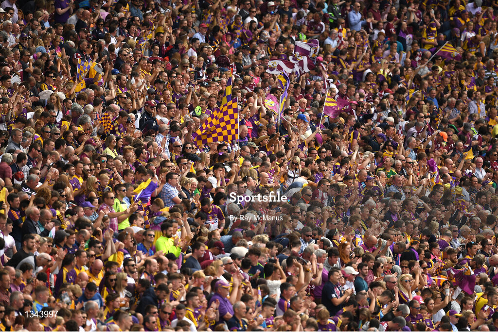 2 July 2017; Supporters of both sides in the Cusack Stand before the Leinster GAA Hurling Senior Championship Final match between Galway and Wexford at Croke Park in Dublin. Photo by Ray McManus/Sportsfile