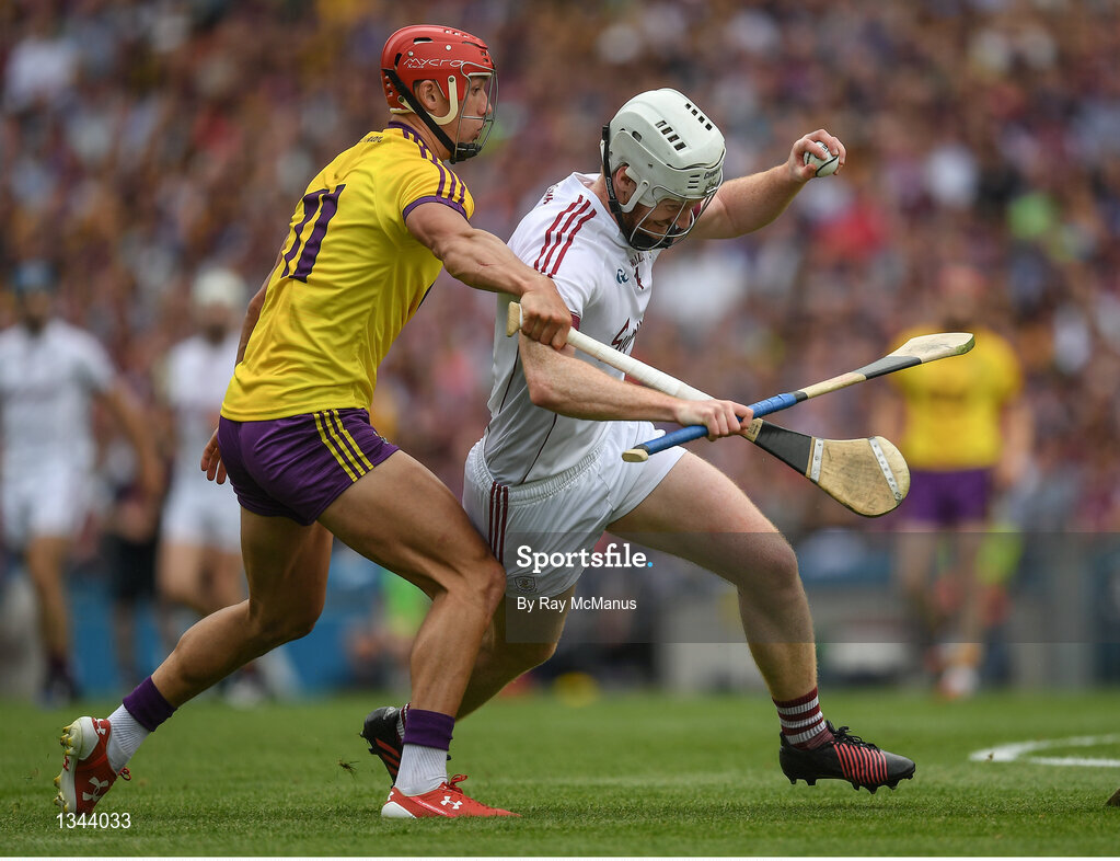 2 July 2017; John Hanbury of Galway in action against Lee Chin of Wexford during the Leinster GAA Hurling Senior Championship Final match between Galway and Wexford at Croke Park in Dublin. Photo by Ray McManus/Sportsfile