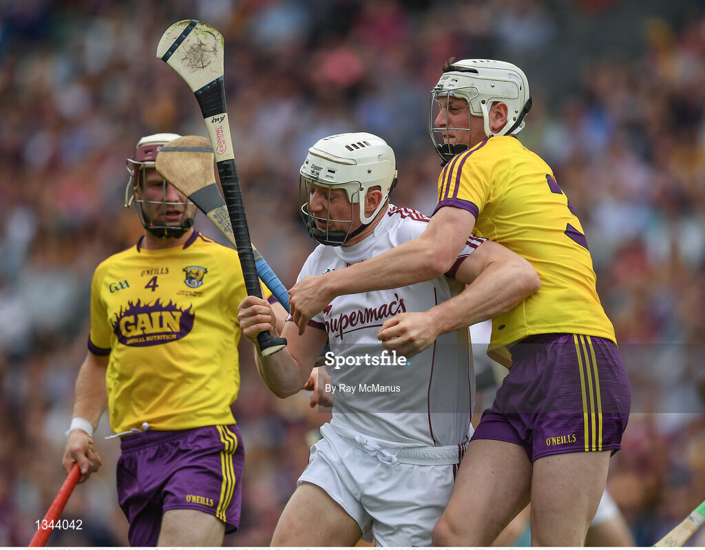 2 July 2017; Joe Canning of Galway is tackled by Liam Ryan of Wexford during the Leinster GAA Hurling Senior Championship Final match between Galway and Wexford at Croke Park in Dublin. Photo by Ray McManus/Sportsfile