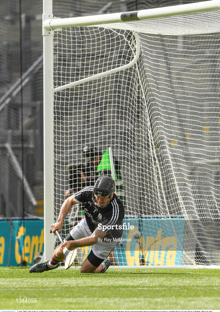 2 July 2017; The Galway goalkeeper Colm Callanan saves a 40th minute penalty for Wexford during the Leinster GAA Hurling Senior Championship Final match between Galway and Wexford at Croke Park in Dublin. Photo by Ray McManus/Sportsfile