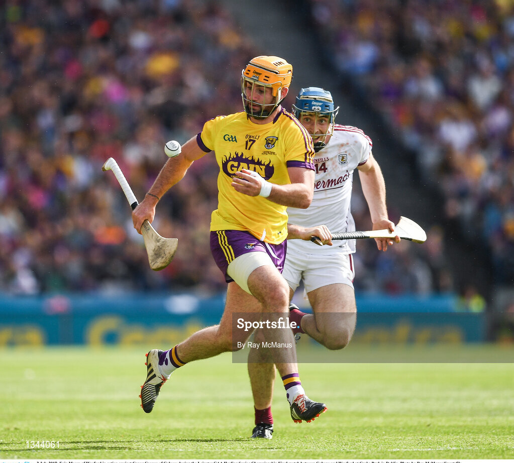2 July 2017; Eoin Moore of Wexford in action against Conor Cooney of Galway during the Leinster GAA Hurling Senior Championship Final match between Galway and Wexford at Croke Park in Dublin. Photo by Ray McManus/Sportsfile
