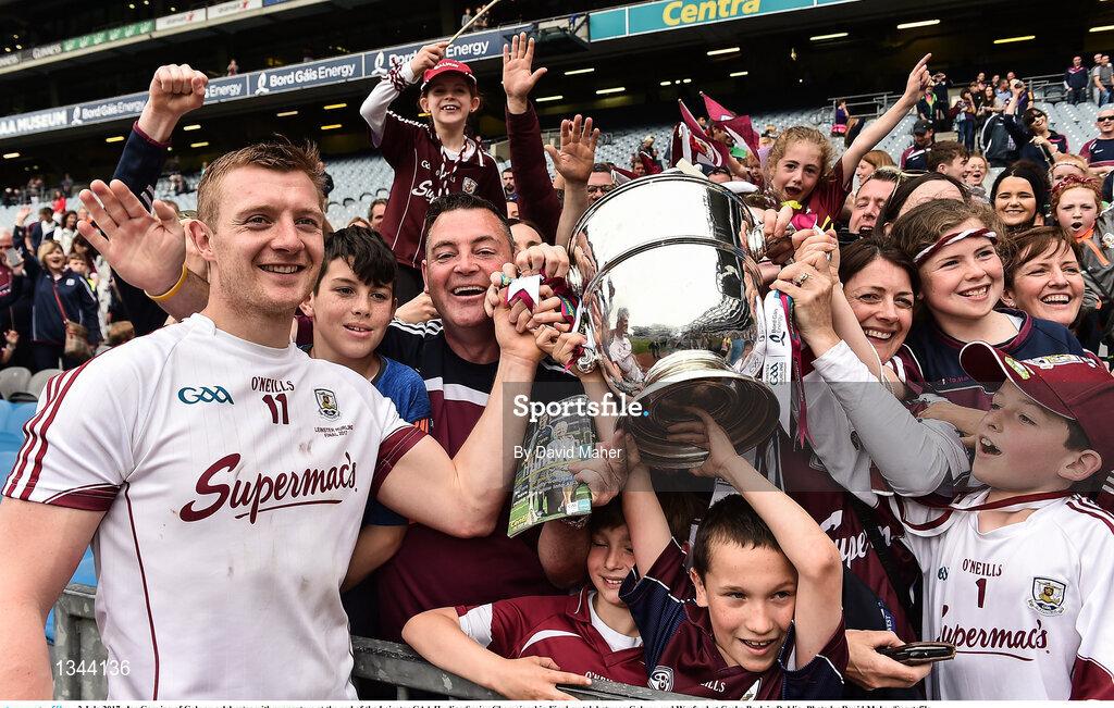 2 July 2017; Joe Canning of Galway celebrates with supporters at the end of the Leinster GAA Hurling Senior Championship Final match between Galway and Wexford at Croke Park in Dublin. Photo by David Maher/Sportsfile