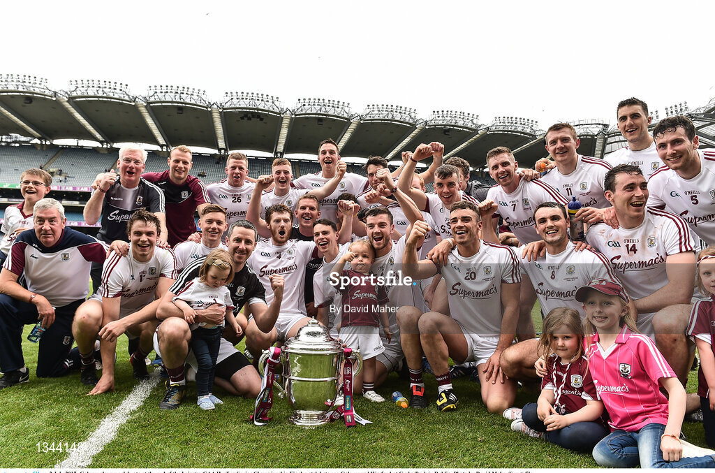 2 July 2017; Galway players celebrate at the end of the Leinster GAA Hurling Senior Championship Final match between Galway and Wexford at Croke Park in Dublin. Photo by David Maher/Sportsfile
