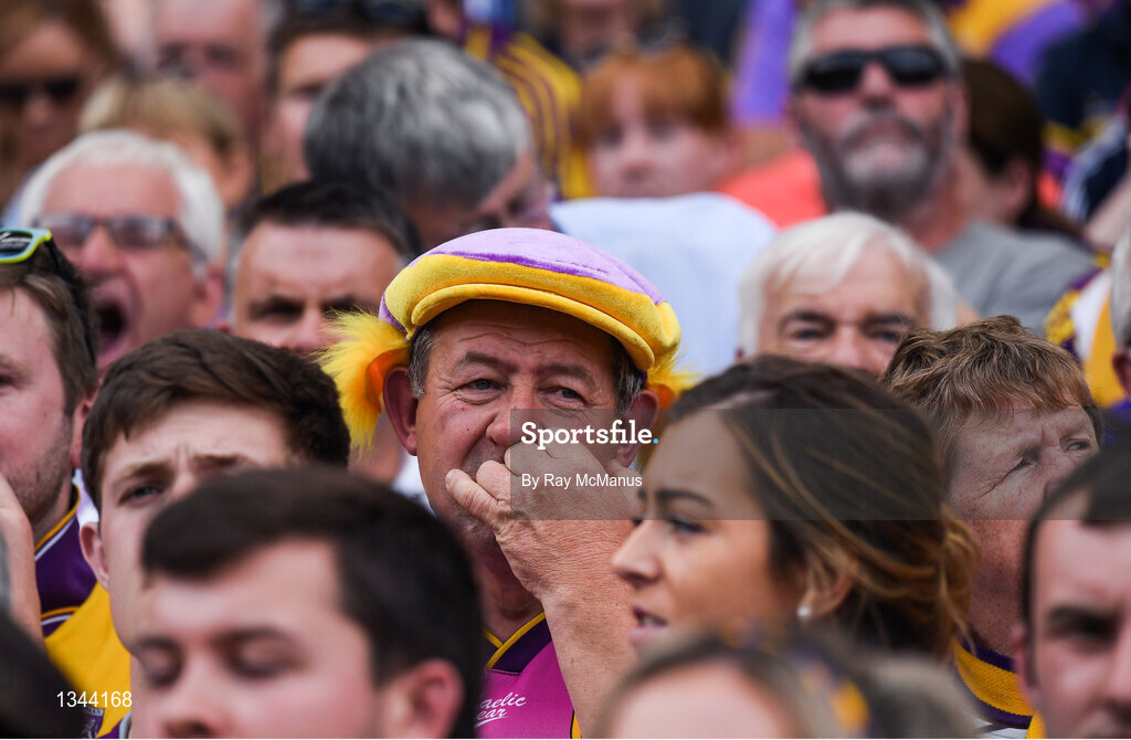 2 July 2017; An anxious Wexford fan during the last minutes of the Leinster GAA Hurling Senior Championship Final match between Galway and Wexford at Croke Park in Dublin. Photo by Ray McManus/Sportsfile