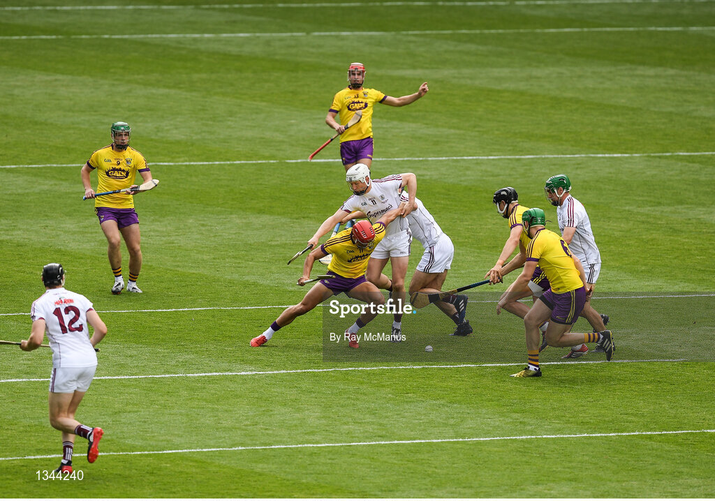 2 July 2017; Lee Chin of Wexford in action against Joe Canning of Galway during the Leinster GAA Hurling Senior Championship Final match between Galway and Wexford at Croke Park in Dublin. Photo by Ray McManus/Sportsfile