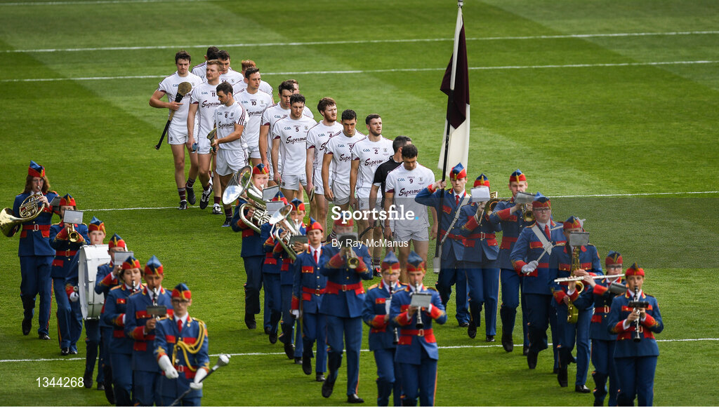 2 July 2017; The Galway captain David Burke leads the team in the traditional preee match parade before the Leinster GAA Hurling Senior Championship Final match between Galway and Wexford at Croke Park in Dublin. Photo by Ray McManus/Sportsfile