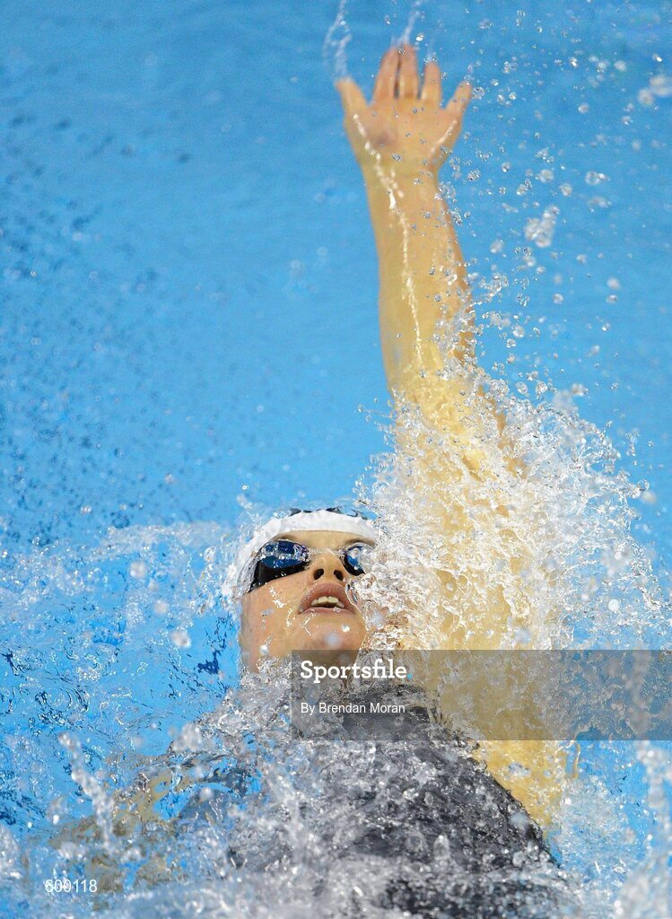 2 March 2012; Melanie Nocher, Ards SC, on her way to winning the Women's 200m Backstroke Final during the Irish Long Course National Swimming Championships/Olympic Trials. National Aquatic Centre, Abbotstown, Dublin. Picture credit: Brendan Moran / SPORTSFILE