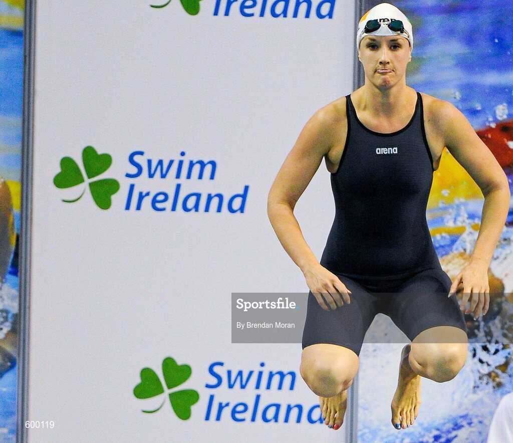 2 March 2012; Melanie Nocher, Ards SC, prepares herself before winning the Women's 200m Backstroke Final during the Irish Long Course National Swimming Championships/Olympic Trials. National Aquatic Centre, Abbotstown, Dublin. Picture credit: Brendan Moran / SPORTSFILE