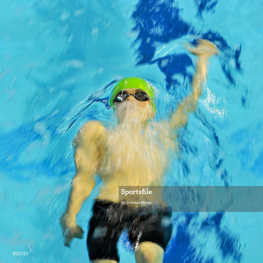 2 March 2012; Philip Hanley, Trojan SC, on his way to winning the Men's 200m Backstroke B Final, during the Irish Long Course National Swimming Championships/Olympic Trials. National Aquatic Centre, Abbotstown, Dublin. Picture credit: Brendan Moran / SPORTSFILE