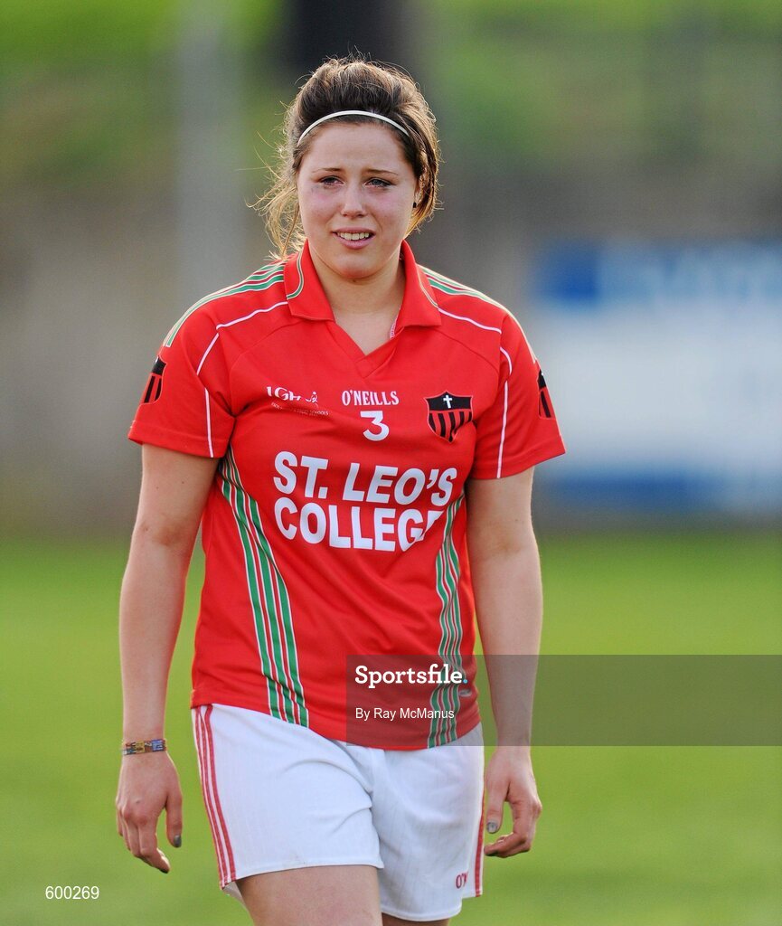 3 March 2012; The St Leo’s Ciera Callanan is distraught after the game. Tesco All-Ireland Post Primary Schools Senior A Semi-Final, St Leo’s, Carlow v Colaiste Ide agus Iosef, Limerick, McDonagh Park, Nenagh, Co. Tipperary. Picture credit: Ray McManus / SPORTSFILE