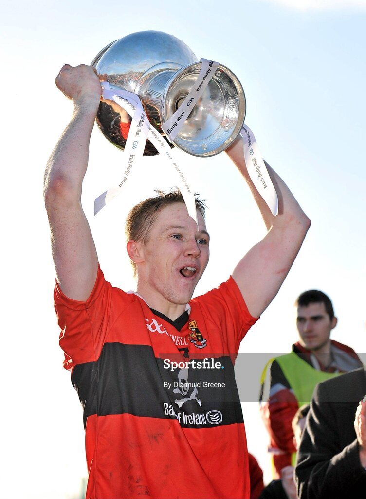 3 March 2012; UCC captain Shane Bourke lifts the cup after victory over CIT. Irish Daily Mail Fitzgibbon Cup Final, University College Cork v Cork Institute of Technology, Mardyke Arena, Cork. Picture credit: Diarmuid Greene / SPORTSFILE