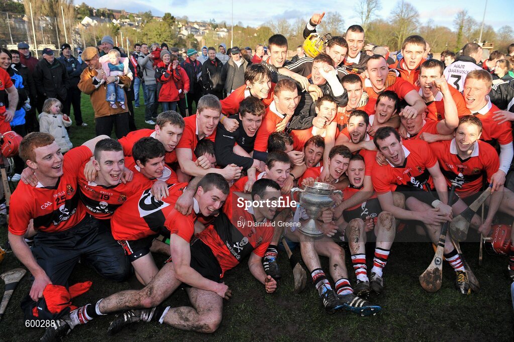 3 March 2012; UCC players celebrate after victory over CIT. Irish Daily Mail Fitzgibbon Cup Final, University College Cork v Cork Institute of Technology, Mardyke Arena, Cork. Picture credit: Diarmuid Greene / SPORTSFILE
