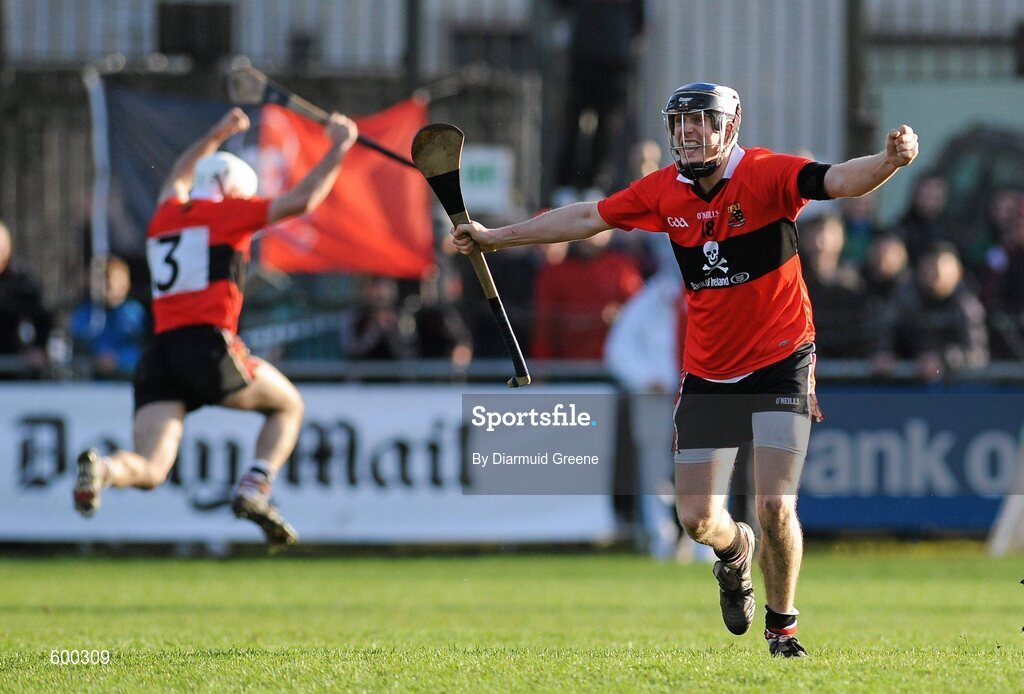 3 March 2012; Robert White, UCC, celebrates after victory over CIT. Irish Daily Mail Fitzgibbon Cup Final, University College Cork v Cork Institute of Technology, Mardyke Arena, Cork. Picture credit: Diarmuid Greene / SPORTSFILE