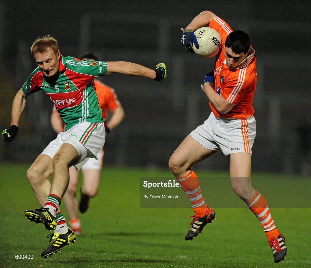 3 March 2012; Caolan Rafferty, Armagh, in action against Richie Feeney, Mayo. Allianz Football League, Division 1, Armagh v Mayo, Morgan Athletic Grounds, Armagh. Picture credit: Oliver McVeigh / SPORTSFILE