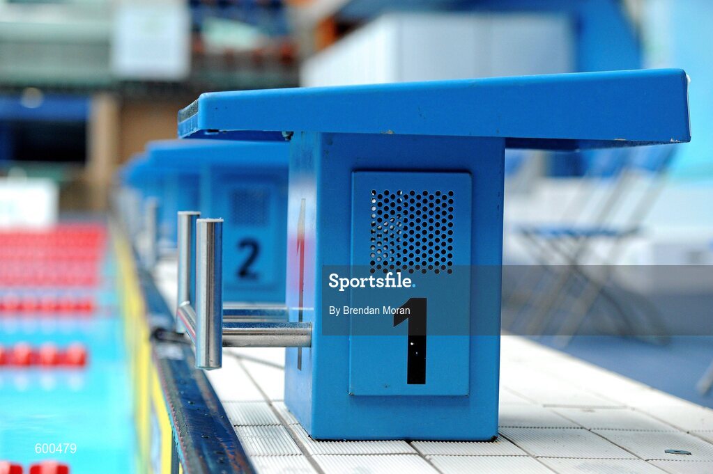 2 March 2012; A general view of a starting block at the National Aquatic Centre during the Irish Long Course National Swimming Championships/Olympic Trials. National Aquatic Centre, Abbotstown, Dublin. Picture credit: Brendan Moran / SPORTSFILE