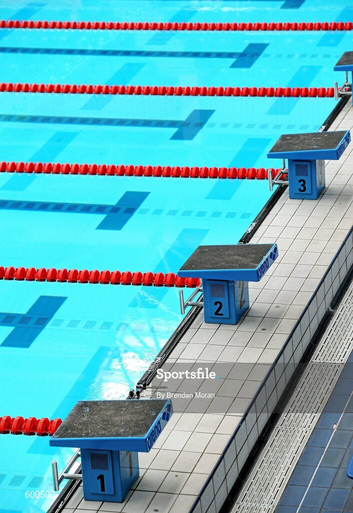 2 March 2012; A general view of starting blocks at the National Aquatic Centre during the Irish Long Course National Swimming Championships/Olympic Trials. National Aquatic Centre, Abbotstown, Dublin. Picture credit: Brendan Moran / SPORTSFILE
