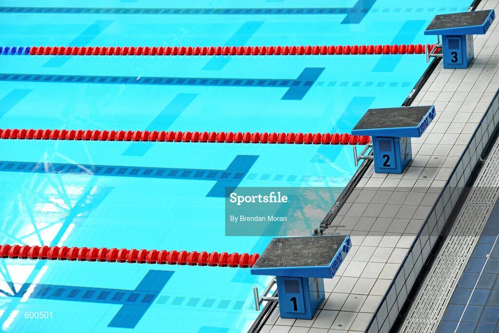 2 March 2012; A general view of starting blocks at the National Aquatic Centre during the Irish Long Course National Swimming Championships/Olympic Trials. National Aquatic Centre, Abbotstown, Dublin. Picture credit: Brendan Moran / SPORTSFILE