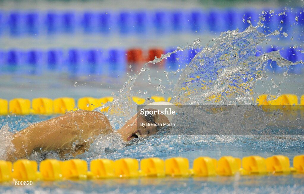 2 March 2012; Nuala Murphy, Trojan, on her way to finishing 2nd in the Women's 400m Freestyle Final during the Irish Long Course National Swimming Championships/Olympic Trials. National Aquatic Centre, Abbotstown, Dublin. Picture credit: Brendan Moran / SPORTSFILE