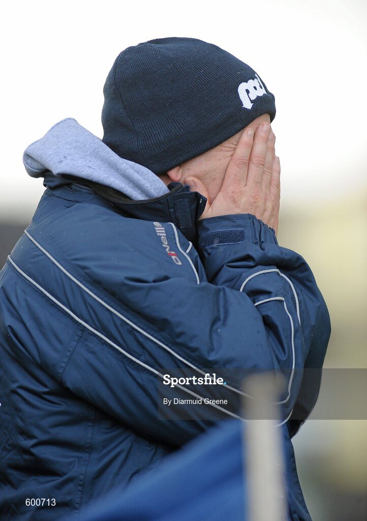 4 March 2012; Clare manager Davy Fitzgerald reacts during the game. Waterford Crystal Cup Hurling Final, Clare v Tipperary, O'Garney Park, Sixmilebridge, Co. Clare. Picture credit: Diarmuid Greene / SPORTSFILE