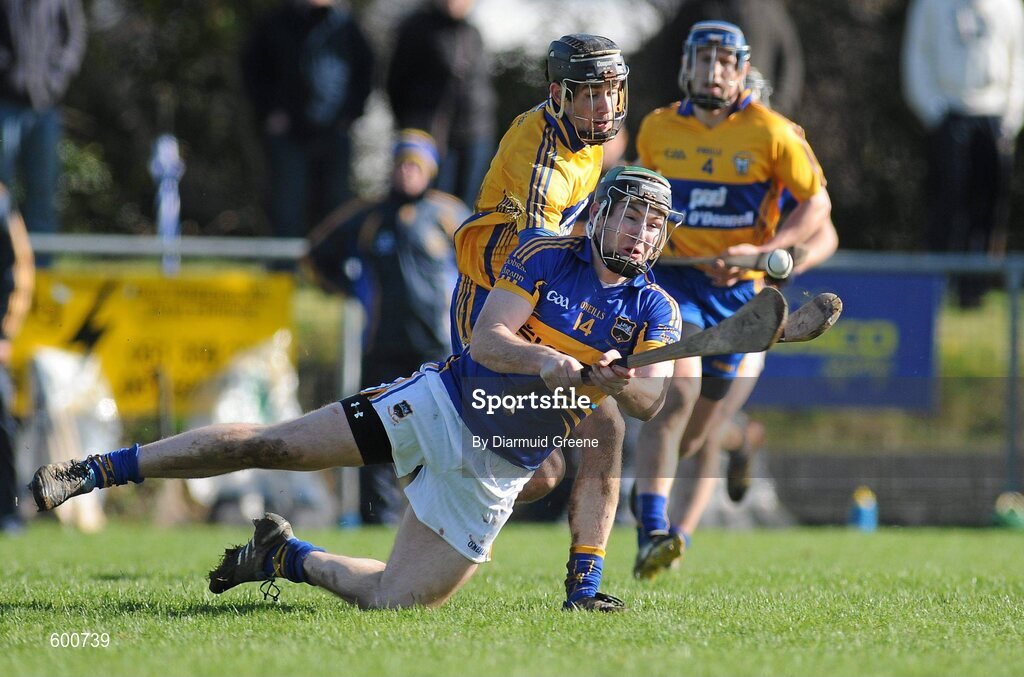 4 March 2012; Brian O'Meara, Tipperary, in action against Patrick Donnellan, Clare. Waterford Crystal Cup Hurling Final, Clare v Tipperary, O'Garney Park, Sixmilebridge, Co. Clare. Picture credit: Diarmuid Greene / SPORTSFILE