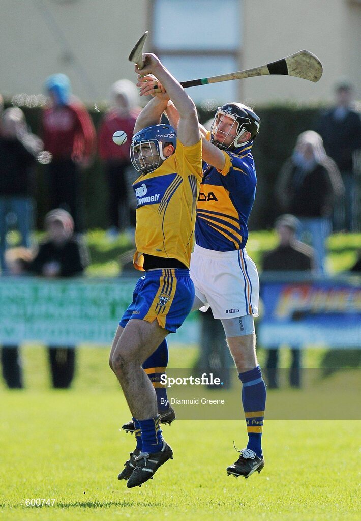 4 March 2012; Camin Morey, Clare, in action against Shane Maher, Tipperary. Waterford Crystal Cup Hurling Final, Clare v Tipperary, O'Garney Park, Sixmilebridge, Co. Clare. Picture credit: Diarmuid Greene / SPORTSFILE