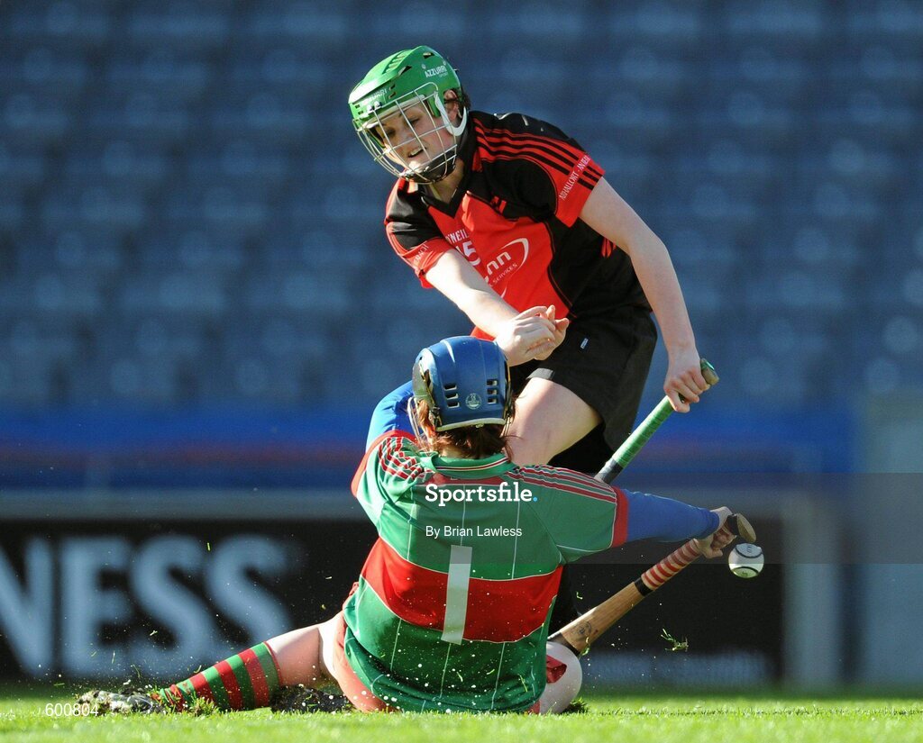 4 March 2012; Stacey Kehoe, Oulart-the-Ballagh, in action against Rosie Kenneally, Drom/Inch. All Ireland Senior Camogie Club Championship Final 2011, Drom/Inch, Tipperary v Oulart-the-Ballagh, Wexford, Croke Park, Dublin. Picture credit: Brian Lawless / SPORTSFILE