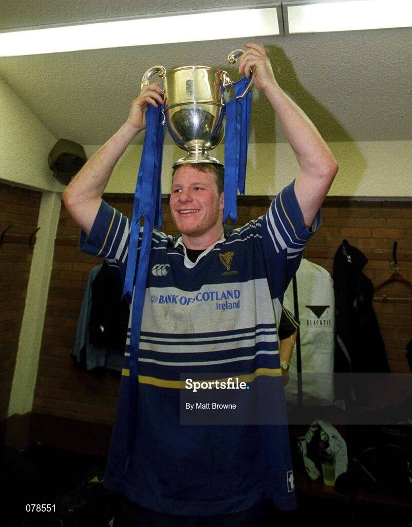 15 December 2001; Malcolm O'Kelly, Leinster, celebrates in the dressing room after victory over Munster. Leinster v Munster, Celtic League, Final, Lansdowne Road, Dublin. Rugby. Picture credit; Matt Browne / SPORTSFILE
