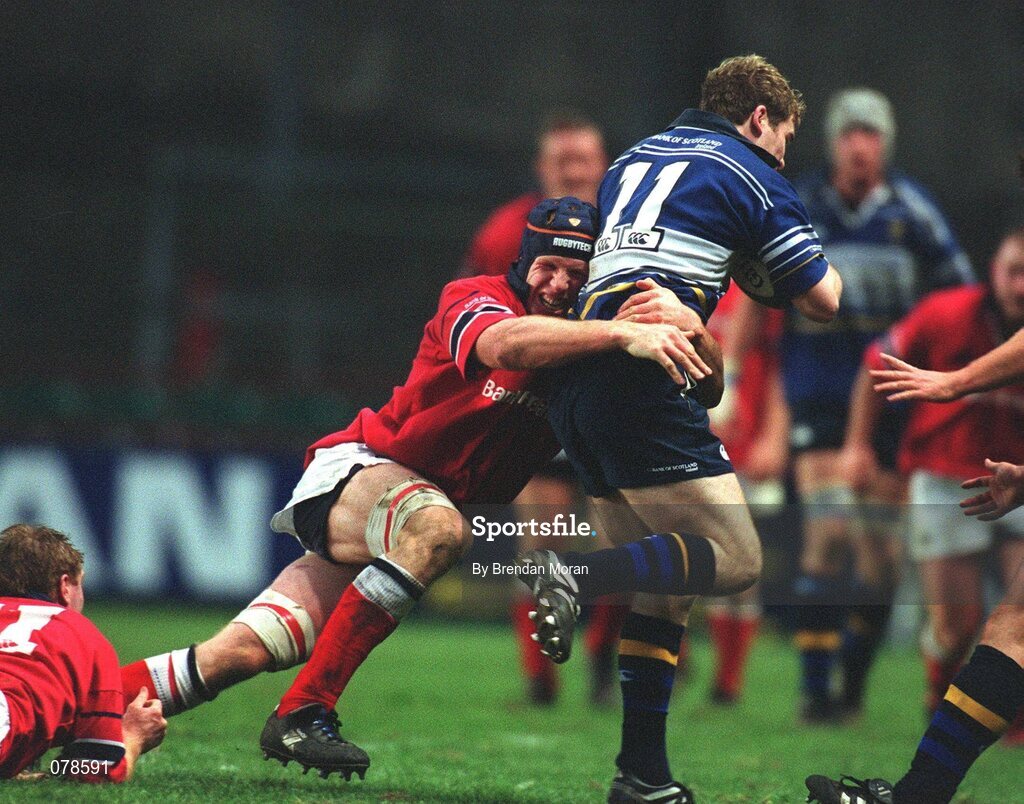 15 December 2001; Paul O'Connell, Munster, tackles Leinster's Gordon D'Arcy. Leinster v Munster, Celtic League, Final, Lansdowne Road, Dublin. Rugby. Picture credit; Brendan Moran / SPORTSFILE