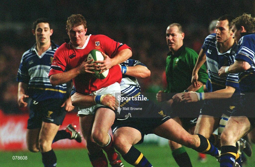 15 December 2001; Anthony Horgan, Munster, in action against Leinster's Reggie Corrigan. Leinster v Munster, Celtic League, Final, Lansdowne Road, Dublin. Rugby. Picture credit; Matt Browne / SPORTSFILE
