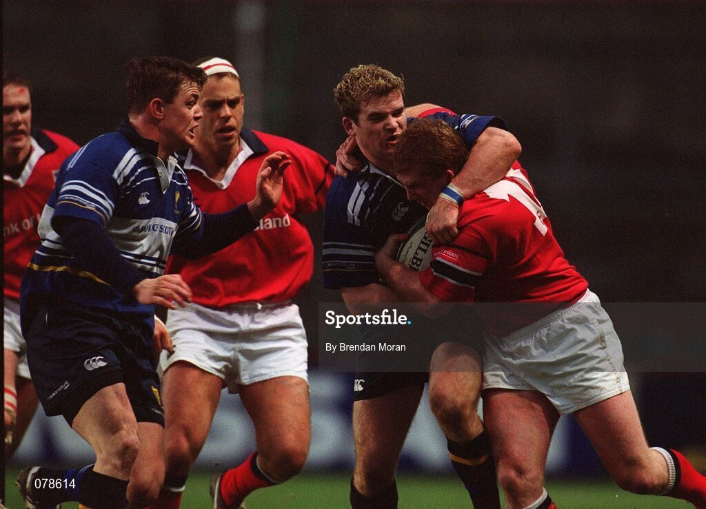 15 December 2001; Anthony Horgan, Munster, is tackled by Gordon D'Arcy, Leinster. Leinster v Munster, Celtic League Final, Lansdowne, Dublin. Rugby. Picture credit; Brendan Moran / SPORTSFILE