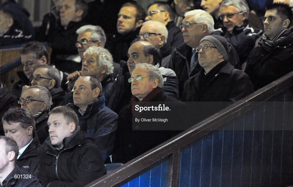 5 March 2012; Deputy First Minister of Northern Ireland Martin McGuinness MP watches the game from the stand. 2012 Setanta Sports Cup, Quarter-Final, 1st Leg, Linfield v Derry City, Windsor Park, Belfast, Co. Antrim. Picture credit: Oliver McVeigh / SPORTSFILE