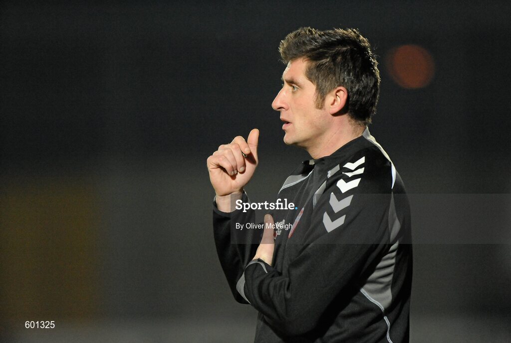 5 March 2012; Derry City manager Declan Devine. 2012 Setanta Sports Cup, Quarter-Final, 1st Leg, Linfield v Derry City, Windsor Park, Belfast, Co. Antrim. Picture credit: Oliver McVeigh / SPORTSFILE